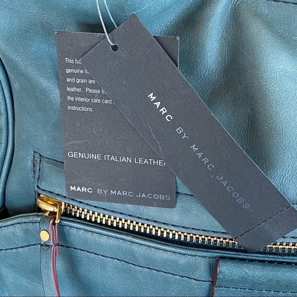 NWT Marc Jacobs Moto Purse Hopper Green Italian Leather Handbag NEW $498 Large - Picture 4 of 14